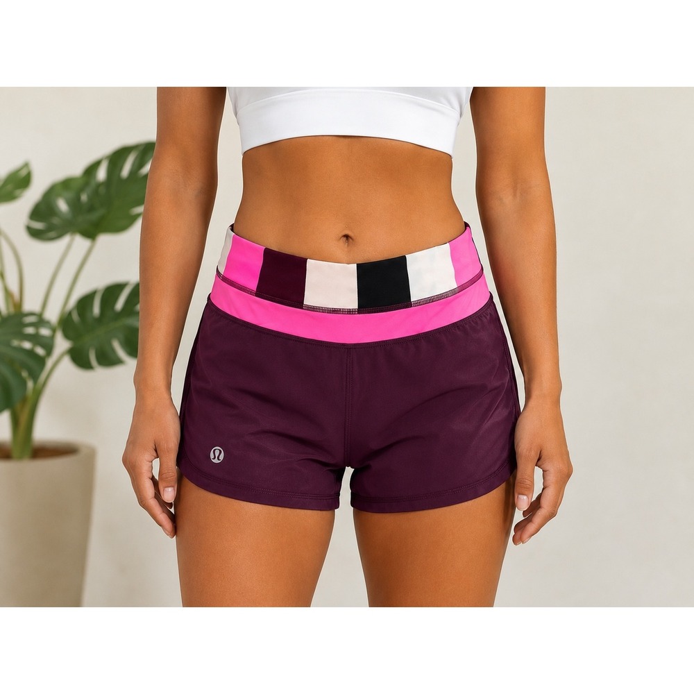 Lululemon Speed Up Shorts Purple Berry Colorblock Running Athletic Womens 4